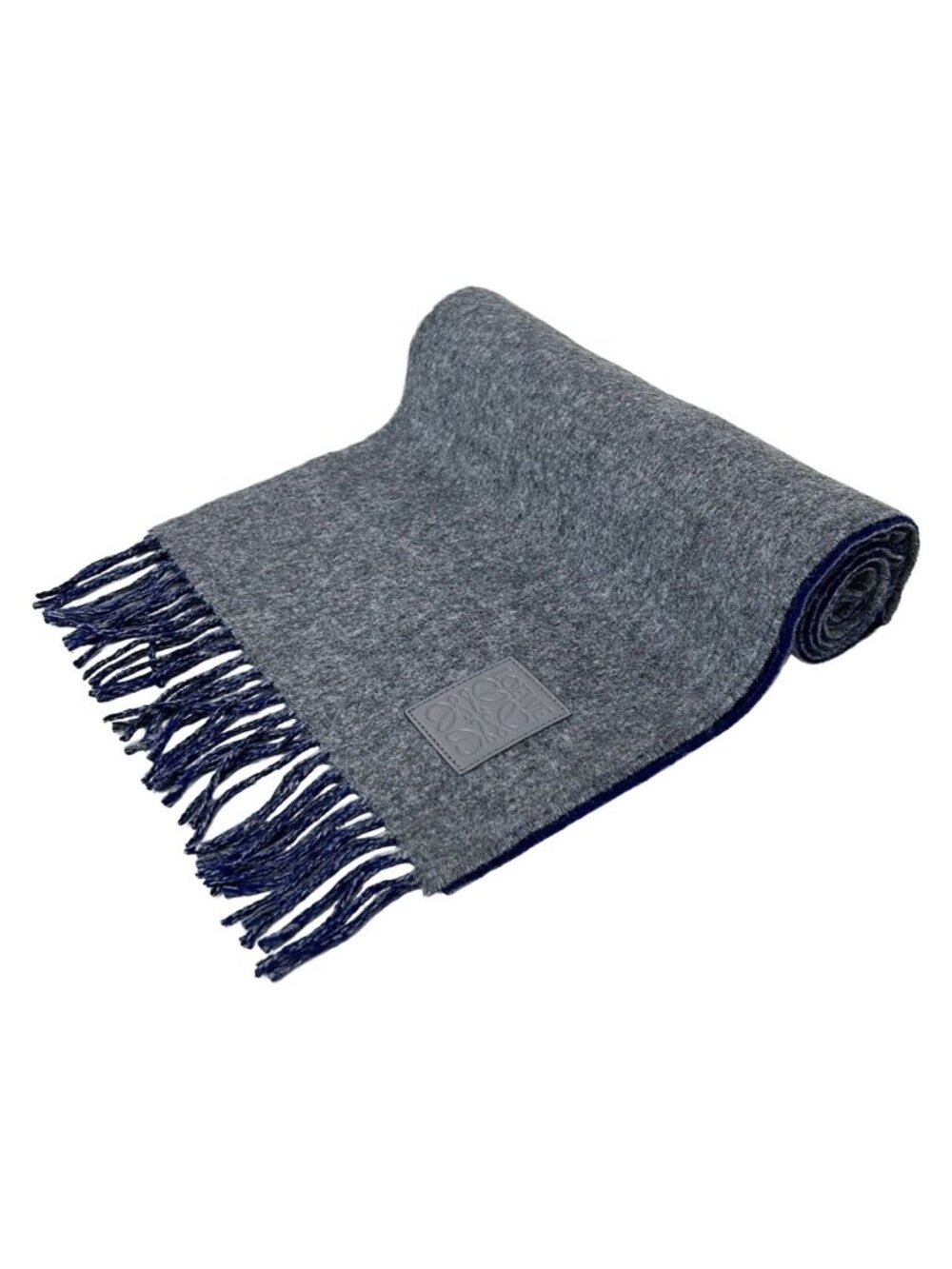 Loewe Scarf Gray Navy Wool Cashmere